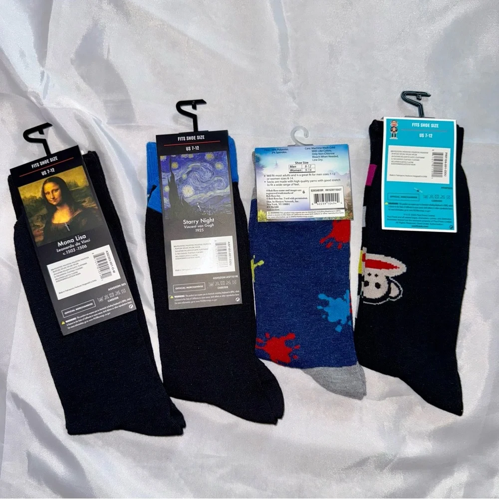 Art Lovers‎ Socks Great Christmas Birthday Gift VanGogh,BobRoss,PaulFrank Adult